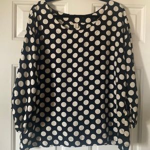 Black and cream polka dot blouse
